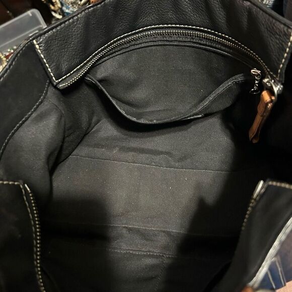 Coach Chelsea Tote Shoulder Bag Womens Medium Black Pebbled Leather Double Strap - Picture 8 of 15